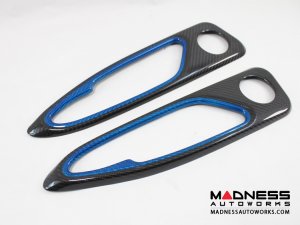 Alfa Romeo Giulia Interior Door Handle Surround Trim Set - Carbon Fiber - Blue Candy